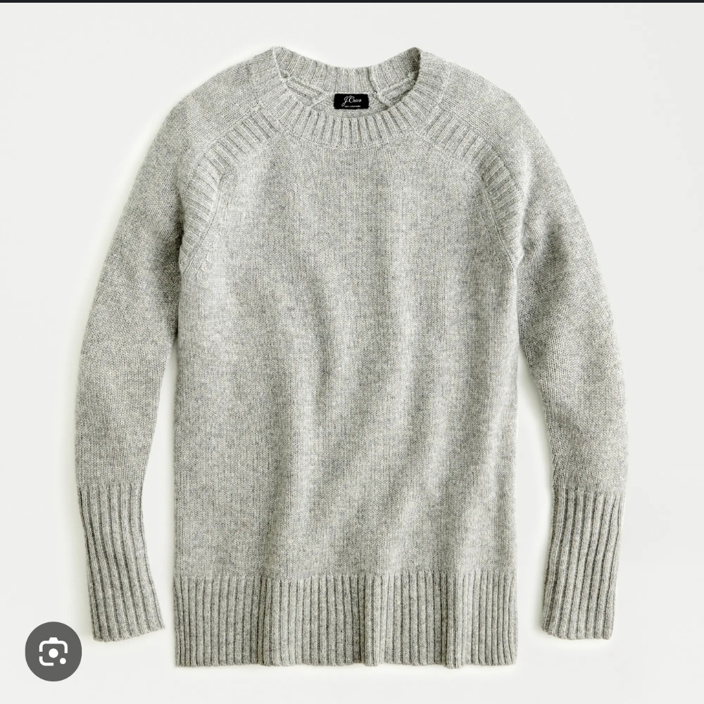 J. Crew Women's Heather Gray Cashmere Crewneck Sweater